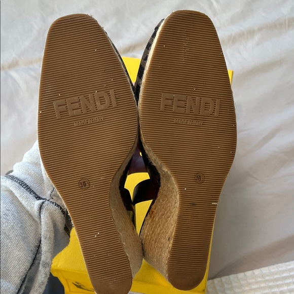 Fendi Zucca Canvas Peep-Toe Slingback Espadrilles - Picture 7 of 9